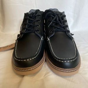 Serene Mens Chukka Boots Boat Shoes Faux Leather Lace Up Black  Size 42